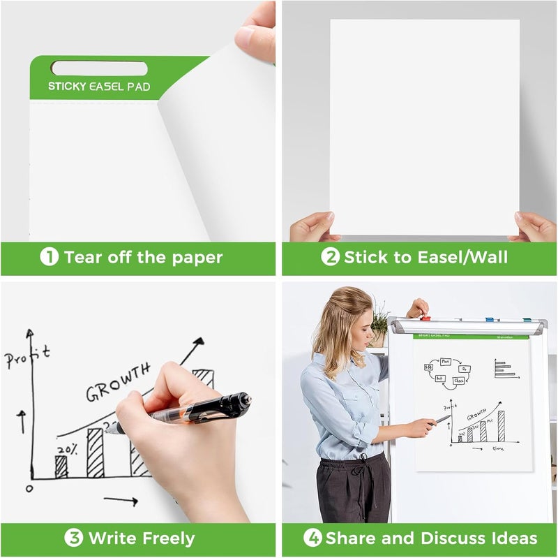 DINGIXOC Sticky Mini Easel Pads 13 x 17 Inches, 3 Pack Anchor Chart Paper for Teachers, Self Stick Flip Chart Paper with Sticky Back for Classroom, Office, 30 Sheets/Pad (White) - Image 3
